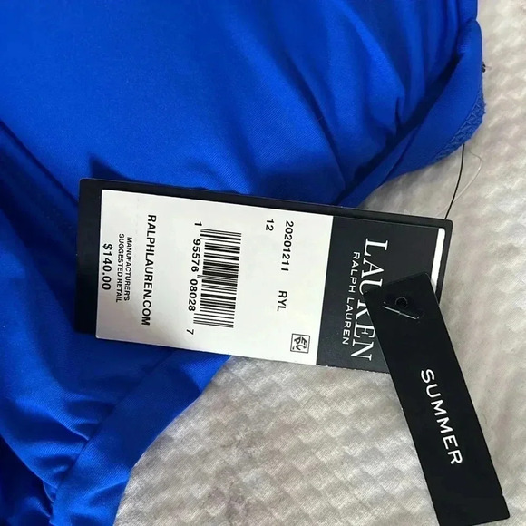 Ralph Lauren Royal Blue Lace-Up Bandeau Tummy-Control One-Piece Swimsuit Size 12 - Picture 11 of 11